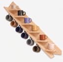 Wooden Coffee Mug Holder Wall Mount | 6-Hook Mug Rack Organizer with Top Display Shelf for Home Kitchen Use-natural