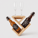 Pine Wood Wall Mounted Wine Bottle Holder | 2 Bottle Wooden Wine Rack With Display Shelf For Home Bar Storage
