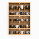 Wooden Display Shelf for Curios | Wall Mounted Shadow Box with Back Panel | 5x4 Grid Case | Miniature & Curio Organizer-natural