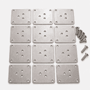 Metal Furniture Leg Mounting Plates with Screws, Flat Sofa Leg Connectors for Table, Chairs & Couch, Pack of 4-12