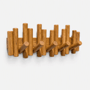 Solid Sagvan Teak Wood Wall Mounted Coat Hanger | Wooden Clothes Hook Rack with 5 Pegs for Bedroom & Bathroom-natural