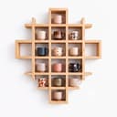 Pine Wood Wall Mounted Mug Rack | Multi-Compartment Coffee Cup Storage & Display Rack-natural