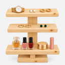 Wooden 3-Tier Display Stand Riser for Jewellery, Decor & Retail Counter Organization-natural