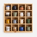 4x4 Pine Wood Mug Holder | 16 Compartment Wall Mounted Coffee Cup Storage Rack | Laminate Back Panel-natural-4.5x4.5 Inch