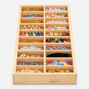 Pine Wood Compartment Organizer Tray, Wooden Storage & Display Box for Crafts, Jewelry & Accessories-natural