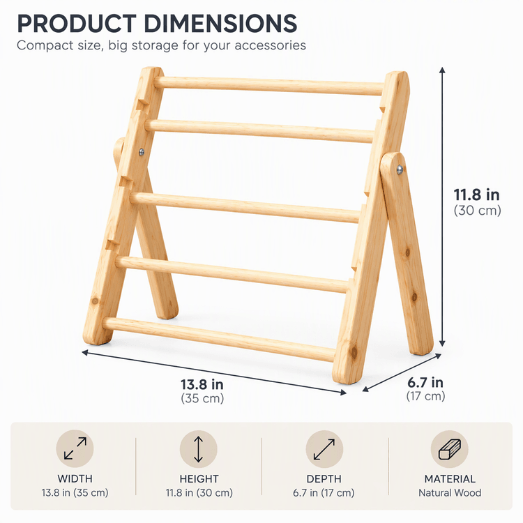 4-Tier Jewelary Display Stand|Bracelet Organizer Foldable Wooden|Bangle Display Stand|4Tier Stand-natural Dimensions