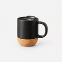 Ceramic Coffee Mug with Cork Bottom and Spill-Resistant Lid