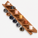 Wooden Coffee Mug Holder Wall Mount | 6-Hook Mug Rack Organizer with Top Display Shelf for Home Kitchen Use-walnut