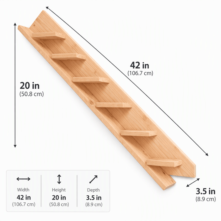 Wooden Coffee Mug Holder Wall Mount | 6-Hook Mug Rack Organizer with Top Display Shelf for Home Kitchen Use-natural Dimensions