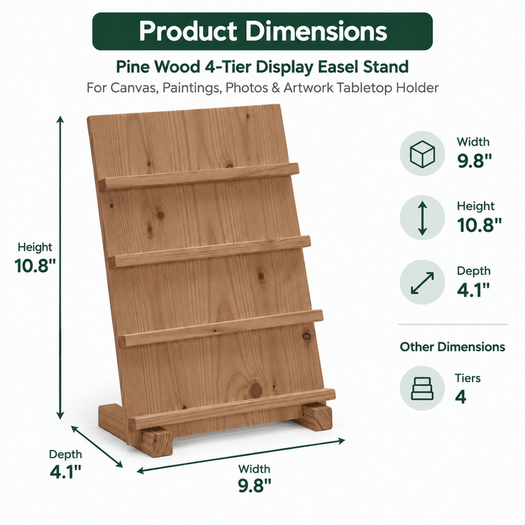 Pine Wood Easel Display Stand for Canvas, Art, Painting & Photos-4T-walnut Dimensions