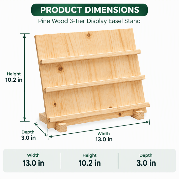 Pine Wood Easel Display Stand for Canvas, Art, Painting & Photos-3T-natural Dimensions