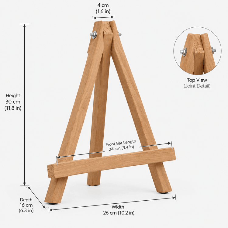 Pine Wood Tabletop Easel Stand|Canvas, Painting & Photo Display stand-walnut Dimensions