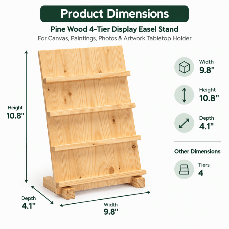 Pine Wood Easel Display Stand for Canvas, Art, Painting & Photos-4T-natural Dimensions
