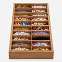 Pine Wood Compartment Organizer Tray, Wooden Storage & Display Box for Crafts, Jewelry & Accessories-walnut