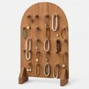 Pine Wood Pegboard Jewelry Display Stand | Multi-Hook Necklace, Bracelet & Accessory Organizer Rack-walnut